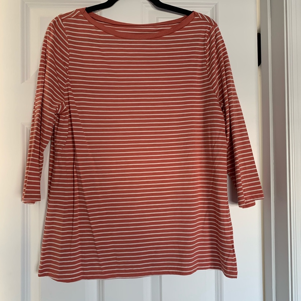 3/4 Sleeve Tee, Orange Stripe